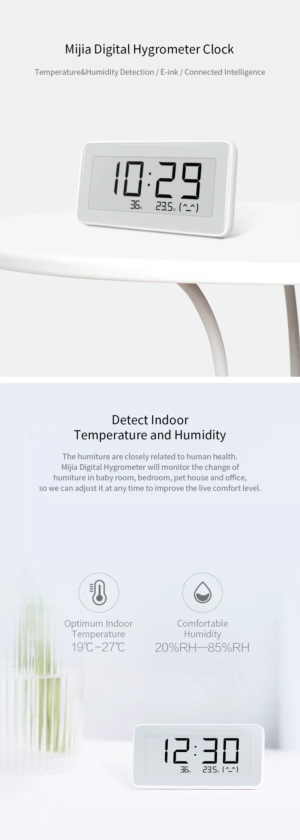 Xiaomi Mijia Smart Digital clock Thermometer Humidity - Chytré hodiny s senzorem teploty a vlhkosti